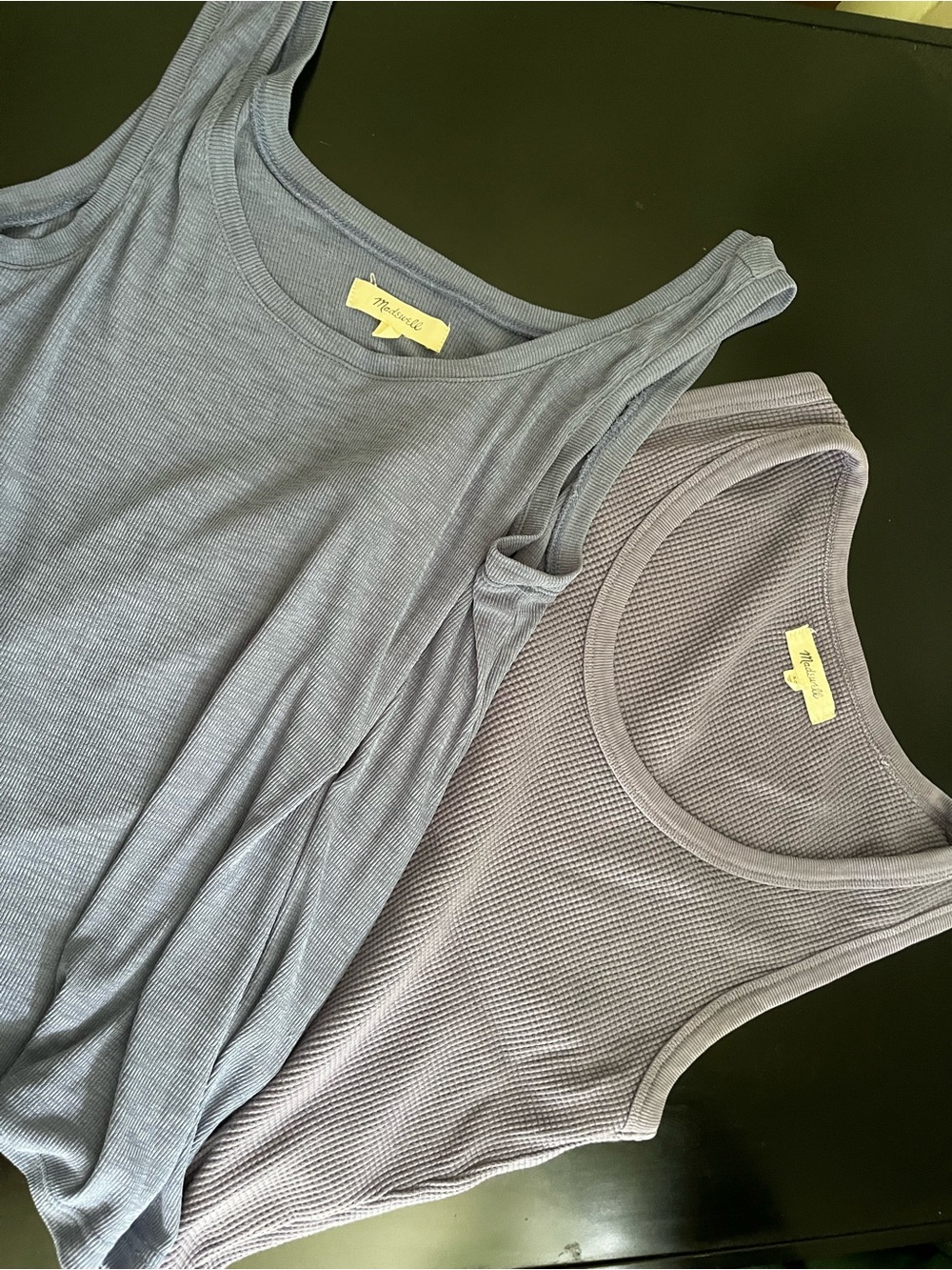 2 Pc XS Tank Tops Women Bundle Dusty Blue  & Slate Gray Ribbed Waffle